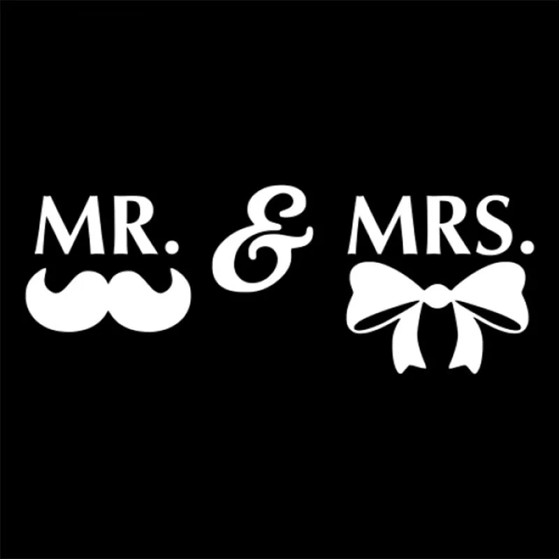 30x12cm Mr & Mrs Wedding Quote Decal Mr Mrs Wedding Car Sticker troops Patriot Russia Circle Waterproof Rear Windshield CL246