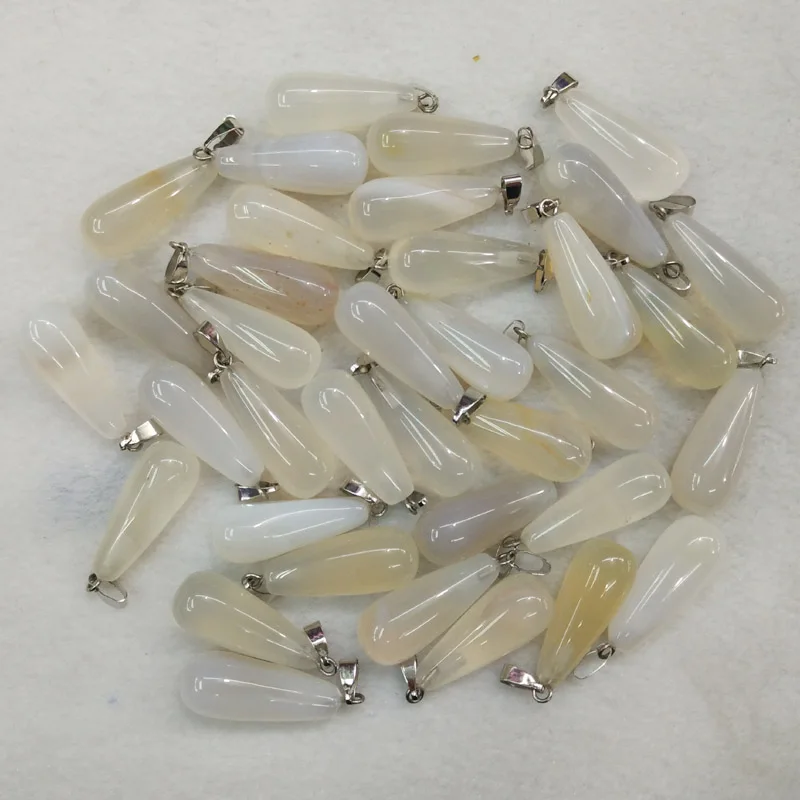 

Wholesale 50pcs/lot 2018 fashion hot sale long water drop natural white onyx Charms Pendants for women and men jewelry free