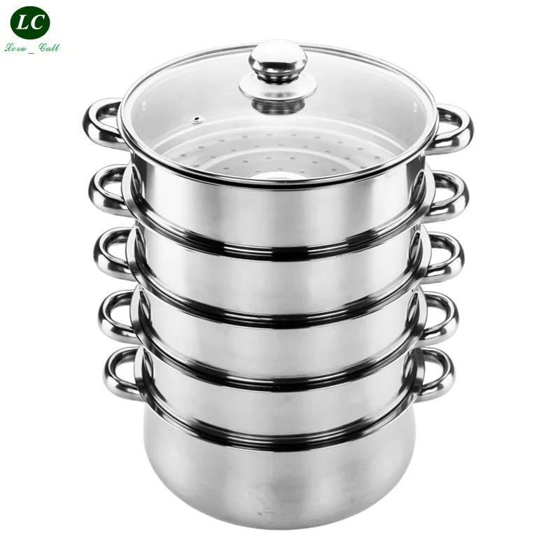 40cm 5 tiers Cook Steamer Pot 45L Kitchen stainless steel large size Cooking Pot Steamed Food Casserole