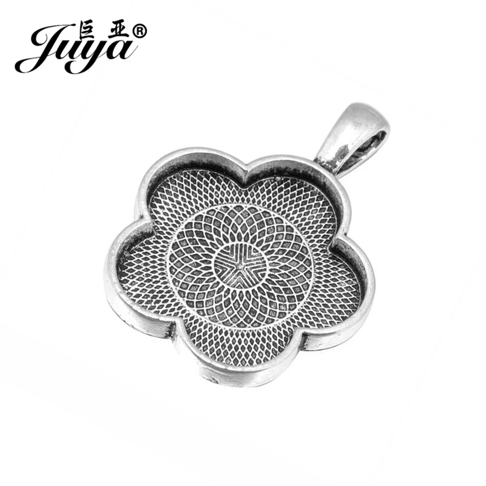 10 teile/los Vintage Blumen anhänger Cabochon Basis Lünetten Charms für DIY Schmuck Herstellung Halsketten Schlüssel anhänger liefert Zubehör – Detail 11