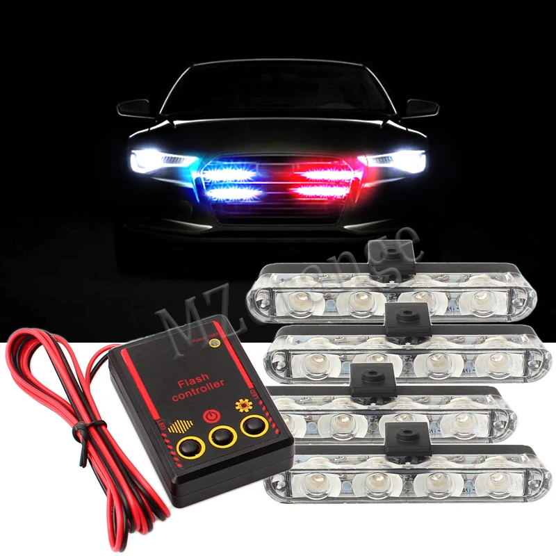 

4x4 LED Police Lights Flasher Fso Strobe Lights Auto Flash Police Flasher Stroboscopes Police Emergency Led Light Strobe Flasher