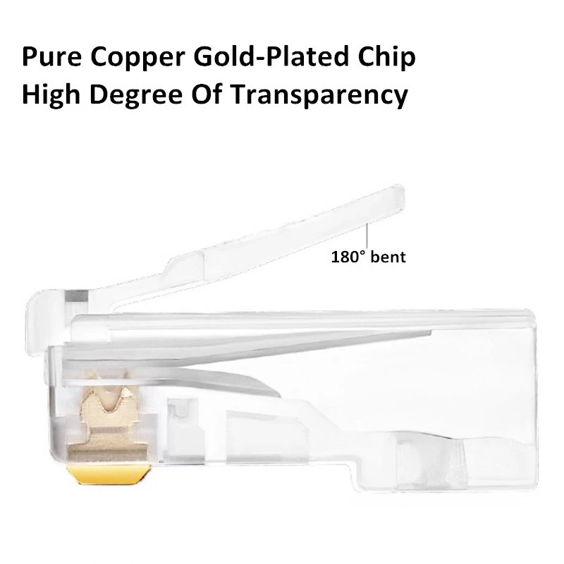 Conectores RJ45 Cat6 UTP 8P8C, Cable Ethernet de red chapado en oro, módulo macho sin blindaje