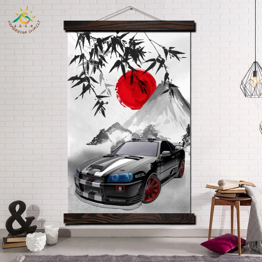 

Japan Black Cool Sport Car Modern Wall Art Print Pop Art Posters and Prints Scroll Canvas Painting Wall Pictures for Living Room