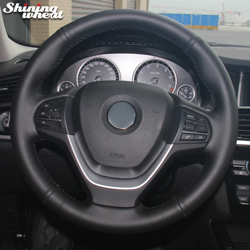 

Shining wheat Black Artificial Leather Car Steering Wheel Cover for BMW F25 X3 2011-2015 F26 X4 2014-2016