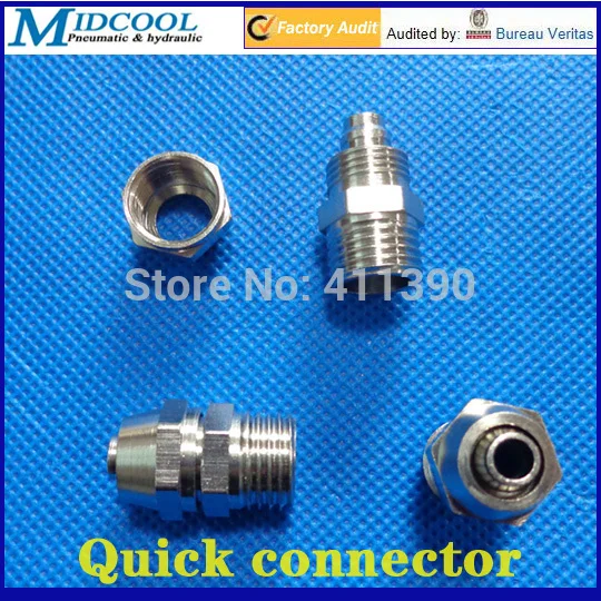 

Straight Quick Connector male 1/4" BSPP pneumatic fitting for out diameter 8mm PU hose Nylon tubing PVC hard pipe