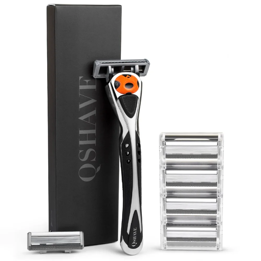 Qshave Black Silver Spider Man Manual Shaving Razor Can Choose Gift Box  (1pc Handle, 6pc X6 Blade