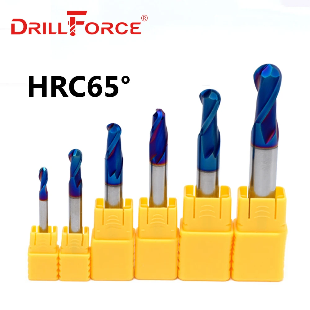 1 PC R0.5mm-R6mm HRC65 Solid Carbide 2 Flauti Sfera Naso End Macinapepe Fresa Utensili CNC (0.5 /0.75/1/1.5/2/2.5/3/3.5/4/5/6 mm)