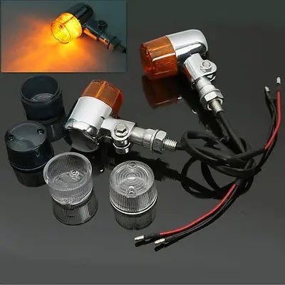 LED Metal Stalk Turn Signal Light For Harley Honda Dual Sport Cruiser Cafe Racer Two Colors