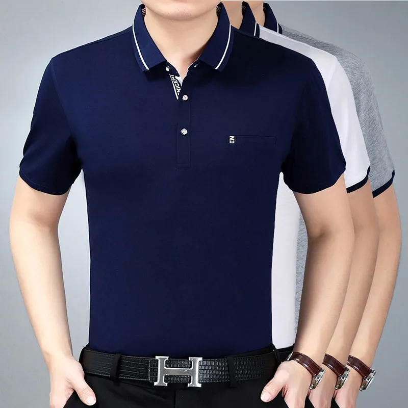 Summer Cotton Solid Men Polo Shirts Short Sleeve High Quality Slim Breathable Plain Gray White Blue Male Casual Shirt Pocket