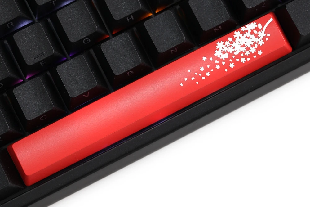 Novelty Shine Through spacebar Keycaps ABS Etched black red custom mechanical keyboards light Janpan style type Japanese Sakura