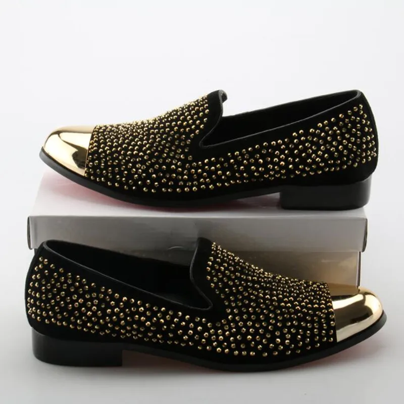 

Chaussure homme gold luxury rhinestone mens shoes black red wedding formal shoes men genuine leather loafers shoe lasts flats