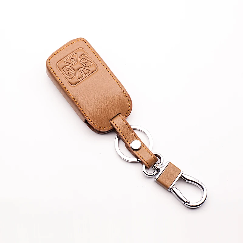 Leather Car Key Cover Car Wallet For Toyota Noah Mark X RAV4 Estimate Corolla Yaris 4 Button Keyless Smart Protect Shell