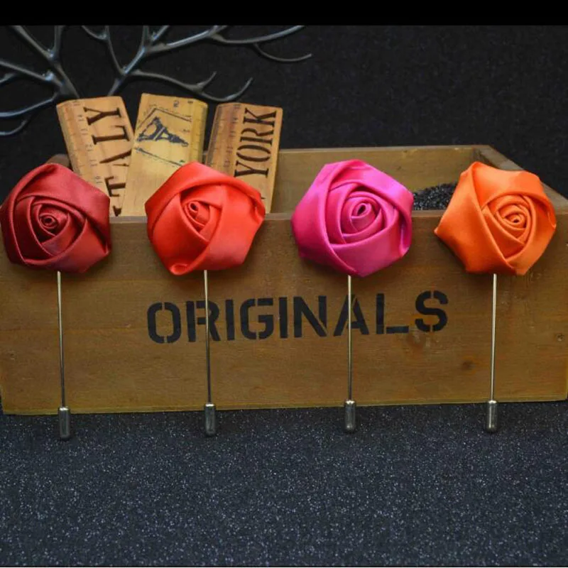 100pcs Business Casual Men's Lapel Pins Men's High-end Temperament Brooch Handmade Cloth Rose Brooch for Wedding Party ZA6400