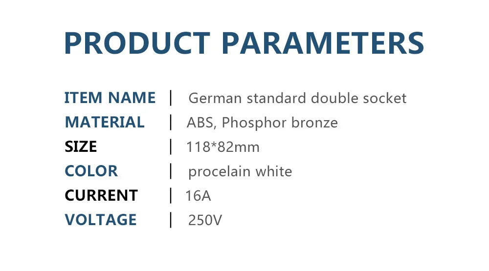 118mm Europäische Doppelsteckdose nach Deutscher Norm CE-Zertifiziert ABS-Material Steckdose EU-8012 – Detail 2