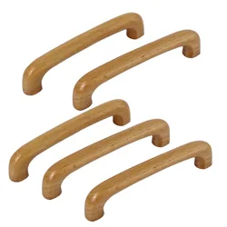 uxcell 5Pcs Cabinet Knobs and Handles Cupboard Handles Door Drawer Dresser Pull Handles Wooden Knob 96mm Hole Distance Hardware