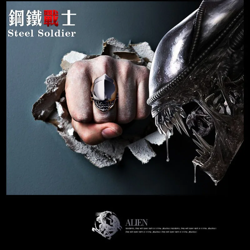 steel soldier new style movie style Alien men ring popular fashion stainless steel high quality jewelry