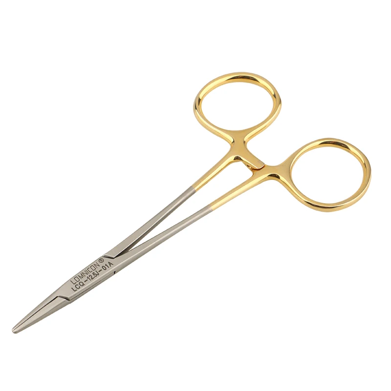 LOMNICON Insert Gold Handle Needle Clamp Surgery Needle Holder Double Eyelid Tool Pin Clamp