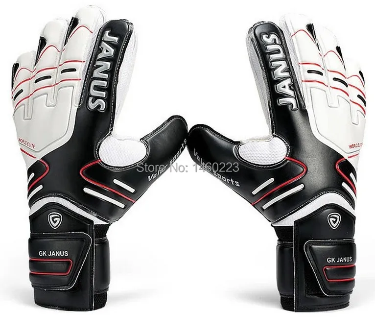 Janus NEW Goalkeeper Goalie Keeper GK Gloves Finger Protect Saving Size 7 8 9 10 BLACK Free Shipping