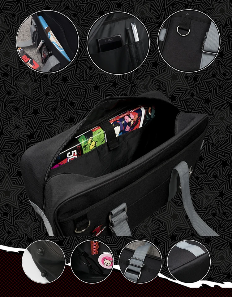 40cm Persona 5 Canvas School Bag Persona5 Messenger Bag Joker Panther Skull Fox Akira Kurusu Shoulder Bag Cosplay Props TM1018