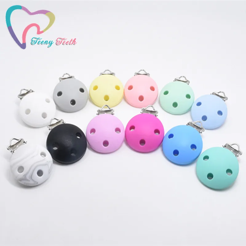 3 PCS Candy Round Shaped Pacifier Clips Food Grade Silicone Baby Pendants Pacifier Chain Accessories Baby Teething Chewable Toys