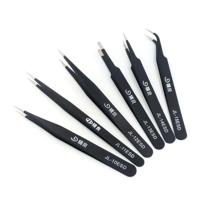 

1 piece Jingliang ESD Tweezers Super Hard Anti-static Anti-acid Electro-Static discharge Picking Bird's Nest Repair Tools