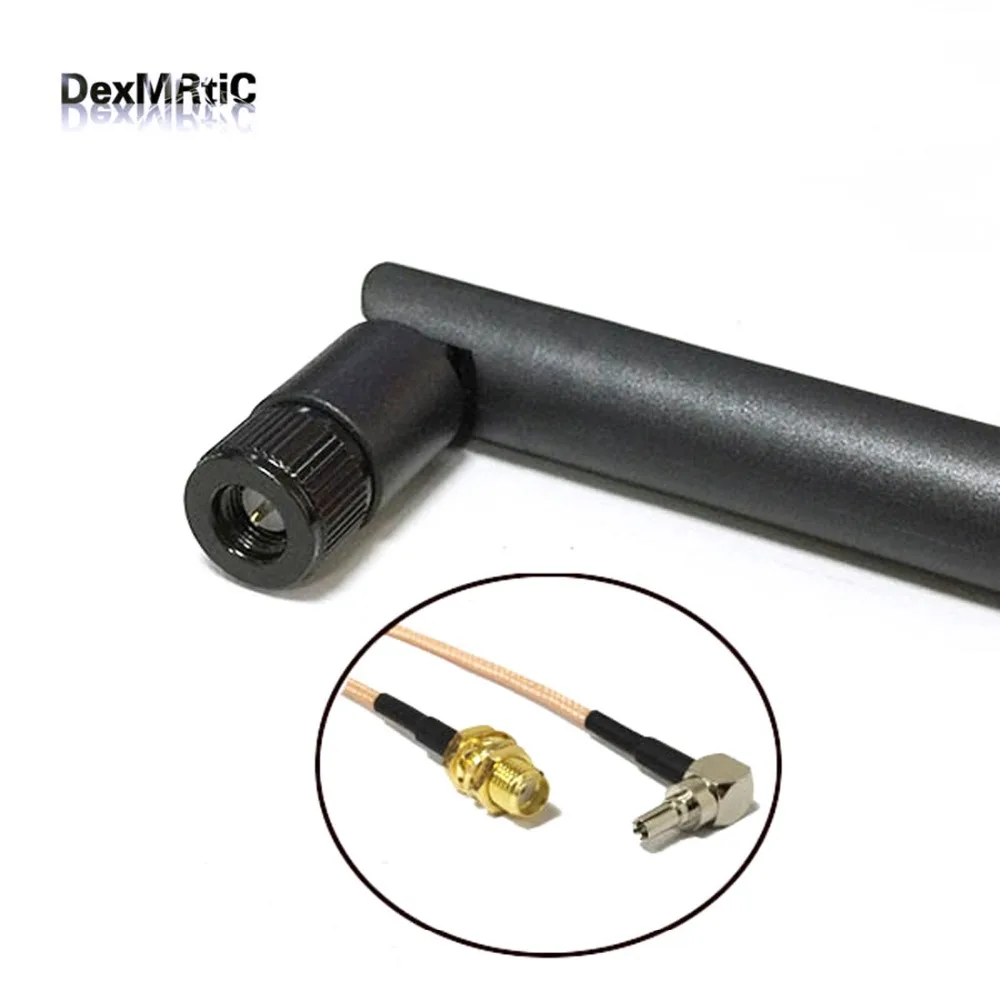 3G Antenna Rubber 5dBi 850/900/1800/1900/2100 MHZ SMA Male Connector + SMA Female Connector To CRC9 Male Connector  RG316 Cable