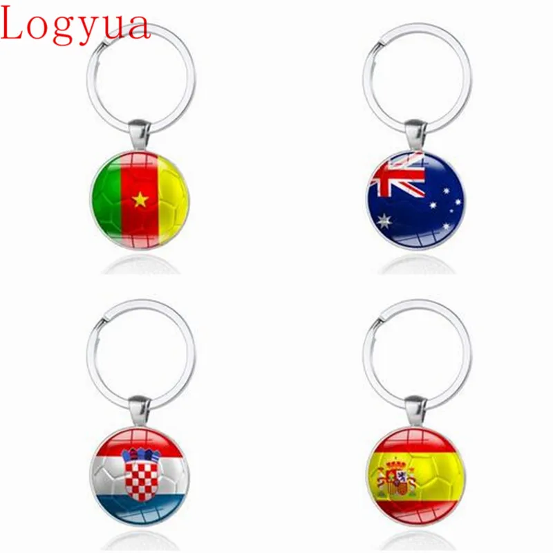 

100pcs New 2018 Football Car Keychain Keyring For Spain Italy Japan Brazil Australia Cameroon Croatia Uruguay Flags