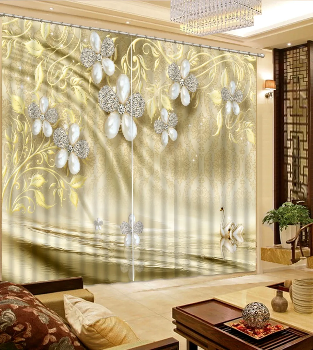 

Luxury Jacquard Curtains Jewelry Customize Long Curtain For The Living Room Home Bedroom Decoration European Curtains