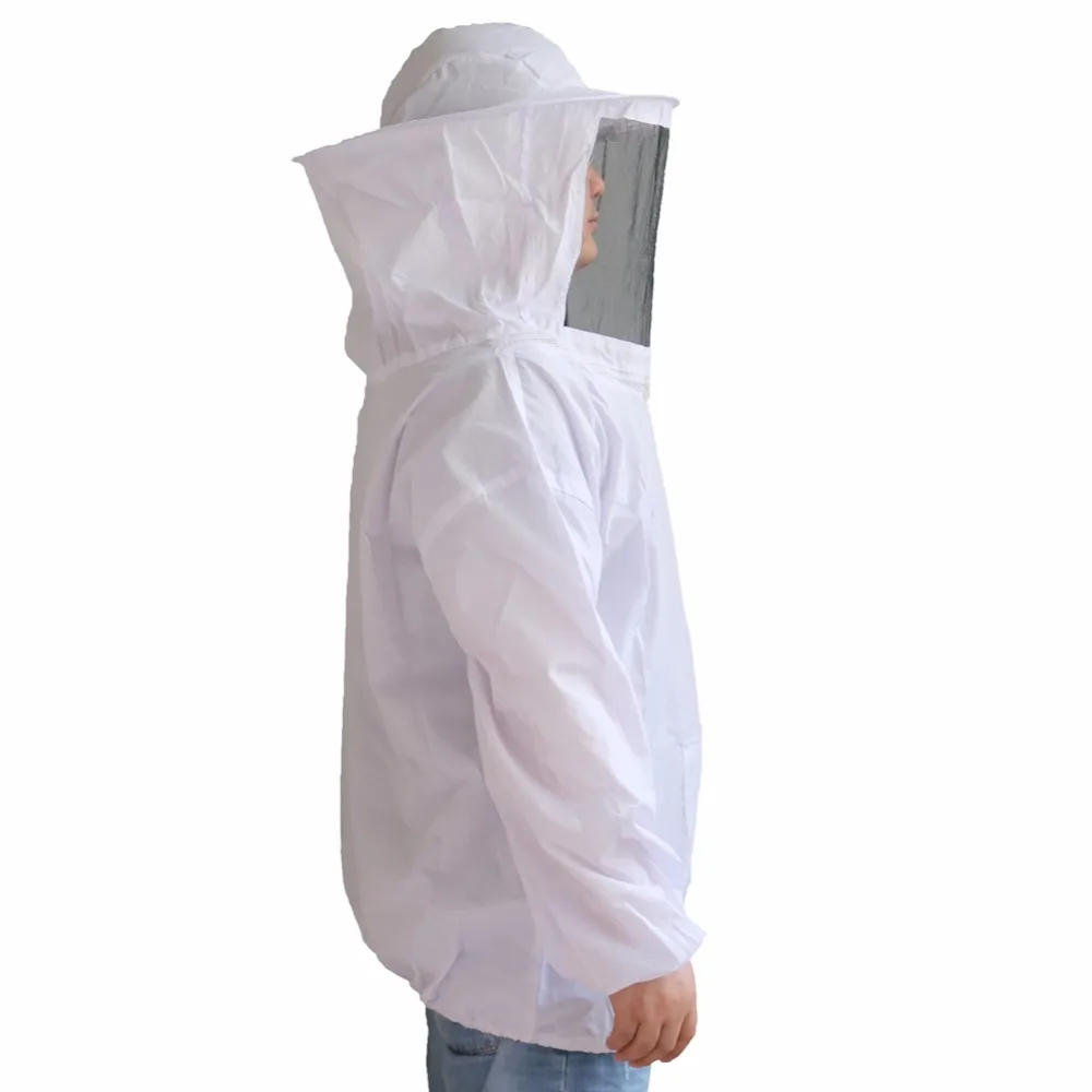 Beekeeper Protective Clothing With Black Veil And Hat White Bee Insect Feeding Supplies Beekeeping Tools 1 Pc
