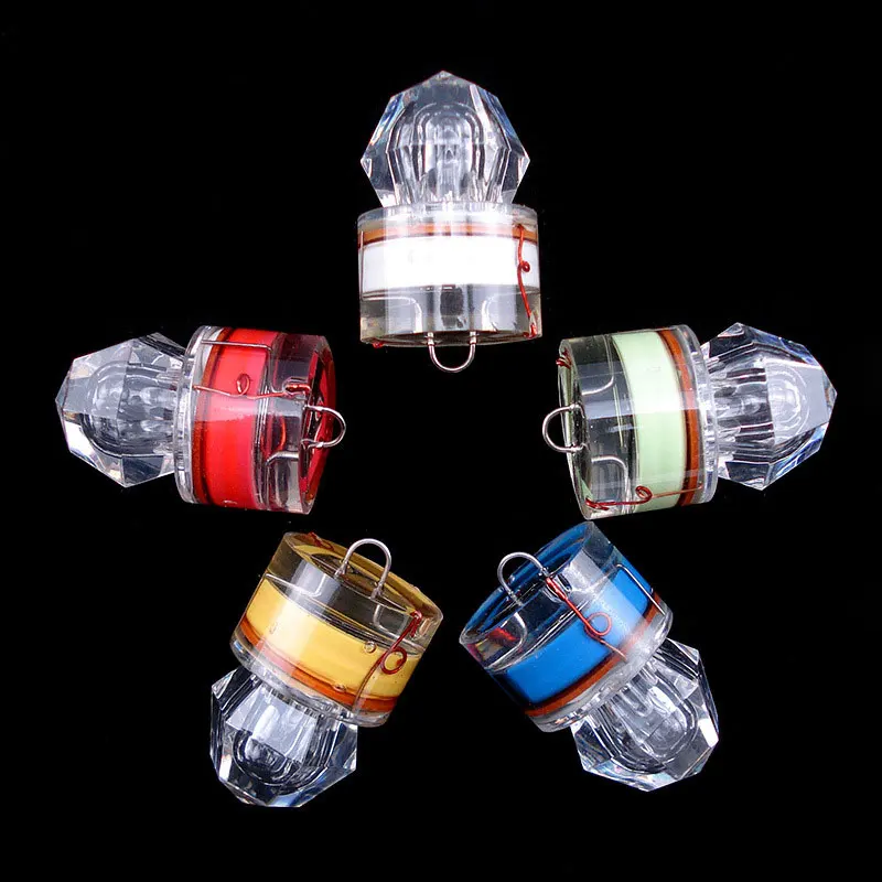 INFOF 2pcs/lot Ultra Flash Submersible LED Drop Lights Red Blue Green White Underwater Diamond Flashing Light Bait Lure