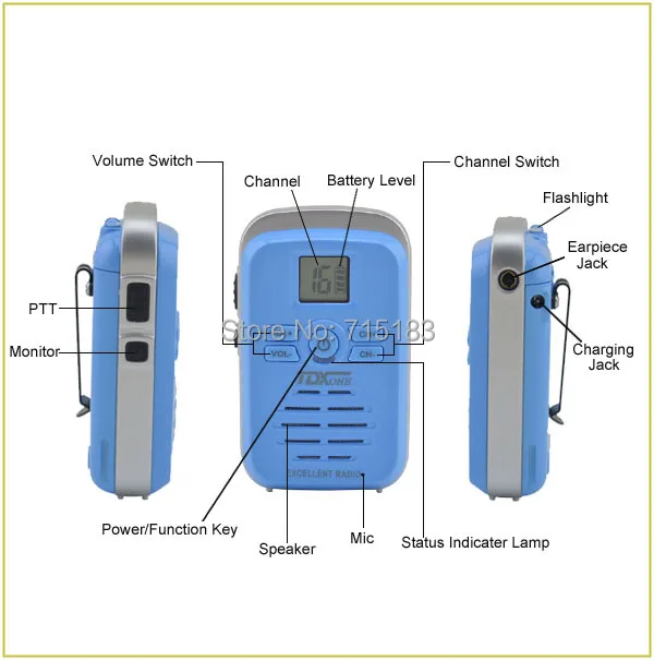 Kids Mini Walkie Talkie TongDaXin TDX-Q3 UHF 440-480MHz 16CH Scan Monitor Emergency Alarm Flashlight Two Way Radio Three Colors