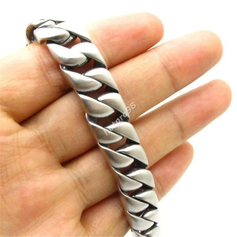

12mm Solid Sliver Wristband Charm Links Bracelet Bangle Chain 316L Stainless Steel Fashion Jewelry New Arrival
