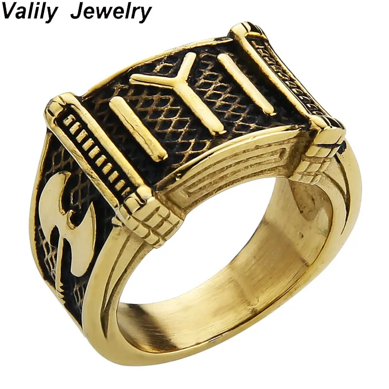 

Valily Kayi Obasi Flag Ottoman Empire Ring Men Stainless Steel Men's Single Vintage Ring Fashion Ottoman Empire Jewelry for Men