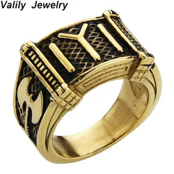 Valily Kayi Obasi Flag Ottoman Empire Ring Men Stainless Steel Men's Single Vintage Ring Fashion Ottoman Empire Jewelry for Men
