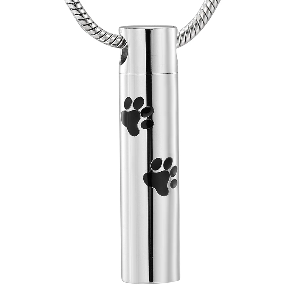 

Cylinder Pet Urn Keepsake Jewelry Dog Cat Memorial Urn Pendant Stainless Steel Pet Paw Urn Necklace for Animal Ashes Holder