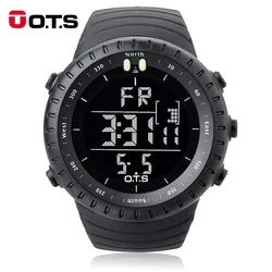 OTS-reloj Digital para hombre, cronógrafo deportivo, resistente al agua hasta 50M, esfera grande, LED, pulsera luminosa militar para exteriores