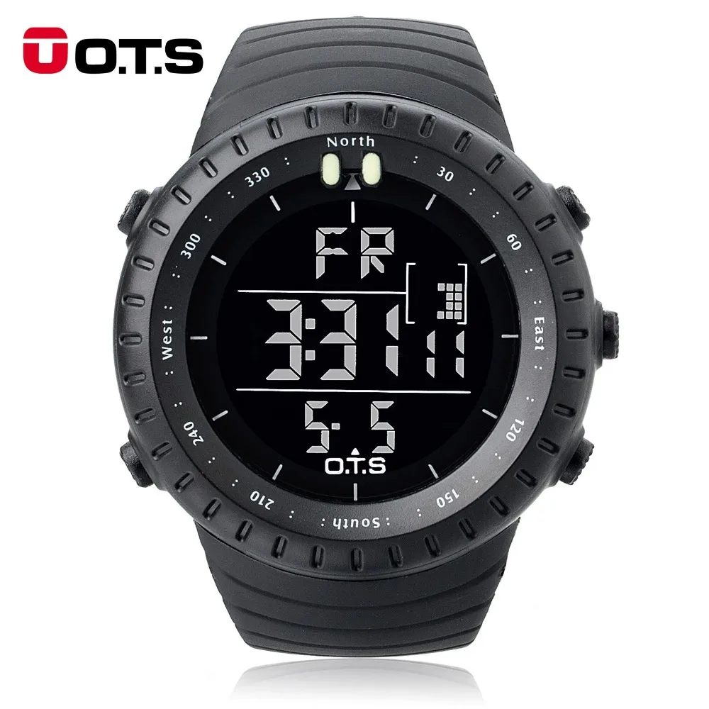 OTS Digital Watch Men Sports Watches 50M Waterproof Large Dial Clock LED Outdoor Military Luminous Wristwatches