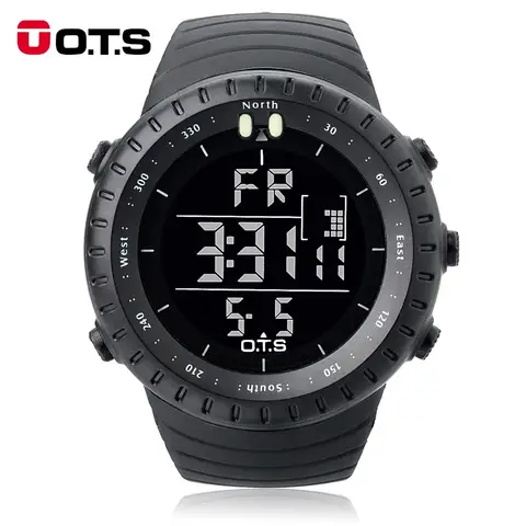 OTS Digitale Uhr Männer Sport Uhren 50M Wasserdichte Große Zifferblatt Uhr LED Outdoor Military Luminous Armbanduhren