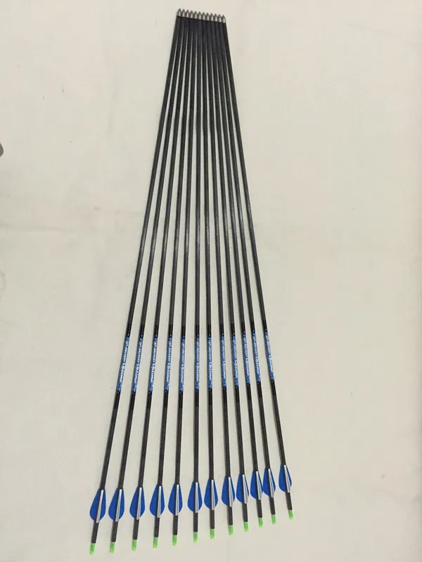 

12 Pcs 30" Carbon arrow ID4.2 Spine600 with Pin Nock for trational bow and Recurve bow archery