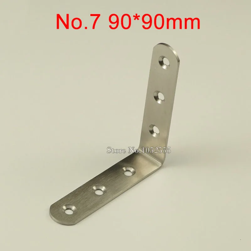 HOT 500PCS Stainless Steel Corner Brackets 90*90mm Right Angle Brackets Furniture Frame Board Shelf Support Fastening Connectors