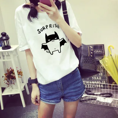 Summer Cheap Cartoon Women T-shirts Short Breathable Chiffon T-shirts for Students O-neck Cartoon Tops Drop Shipping Lu4 35