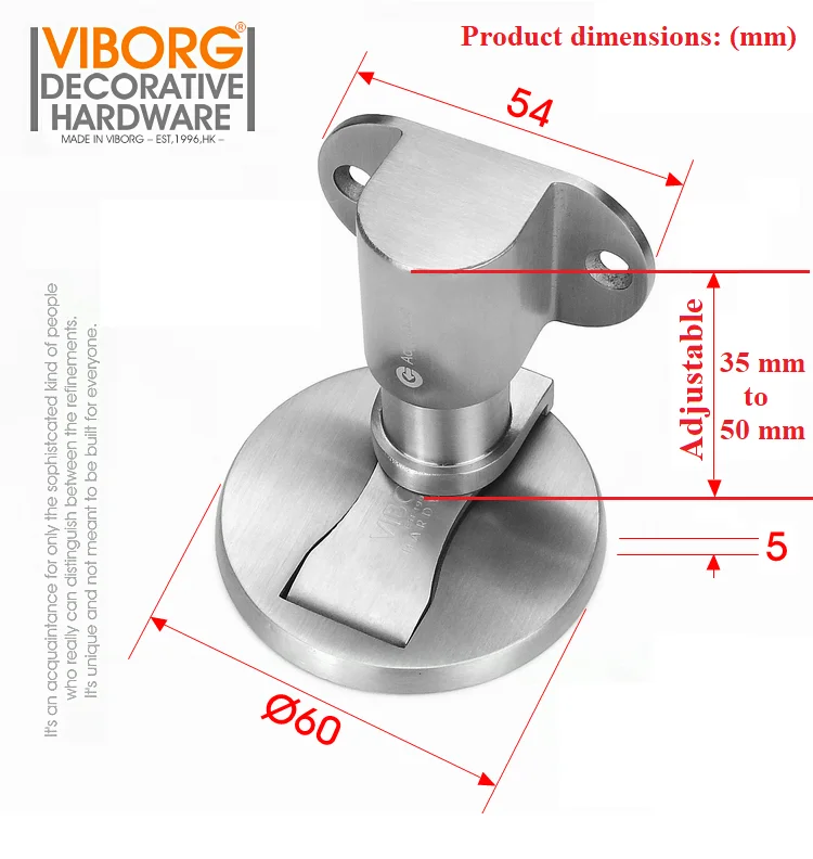 VIBORG Deluxe SUS304 Stainless Steel Casting Adjustable Floor-mounted Magnetic Magnet Door Stopper Door Stops Doorstop RS-40F