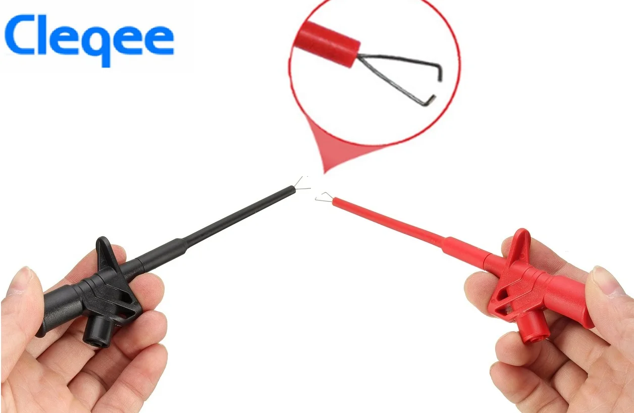 Cleqee P5004 2PCS/Set Insulated Quick Test Hook Clip 1000V 10A High Voltage Flexible Testing Probe Instrument Accessories