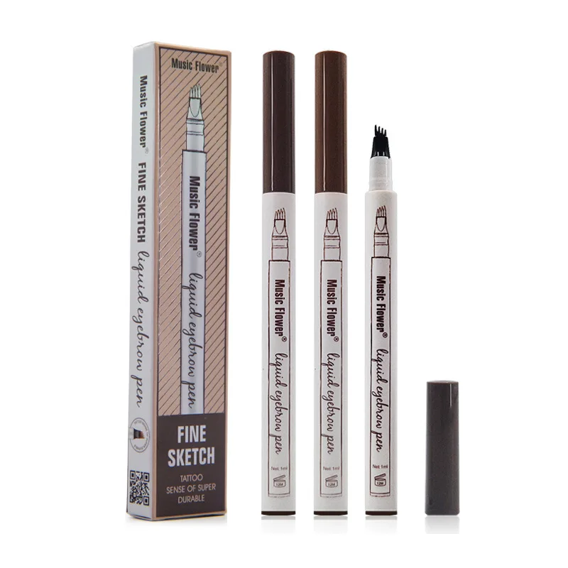 Music Flower 4 colors microblading eyebrow tattoo pen Tint Natural Long Lasting Waterproof Brown Fork tip Eyebrow Pencil