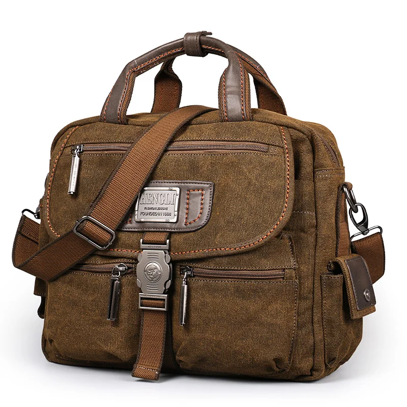 2022 Ruil Retro Canvas Messenger Bags Multifunction Men Shoulder Briefcase Leisure Travel Handbag Toolkit Vintage Package mallet