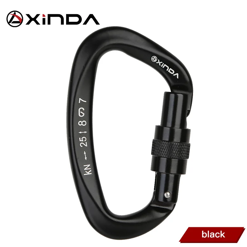 Xinda 25kN  D-Shape Carabiner Climbing Security Safety Buckle Screw Gates Master Lock Carabiner Outdoor Rock Climbing Equipment