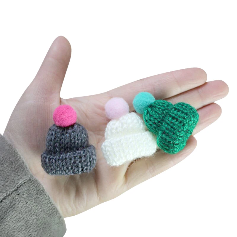 

10Pcs Color Cute Knitting Mini Hats DIY Craft Supplie Headwear Garment Doll Toys Decortion Children Scrapbooking Arts Small Caps