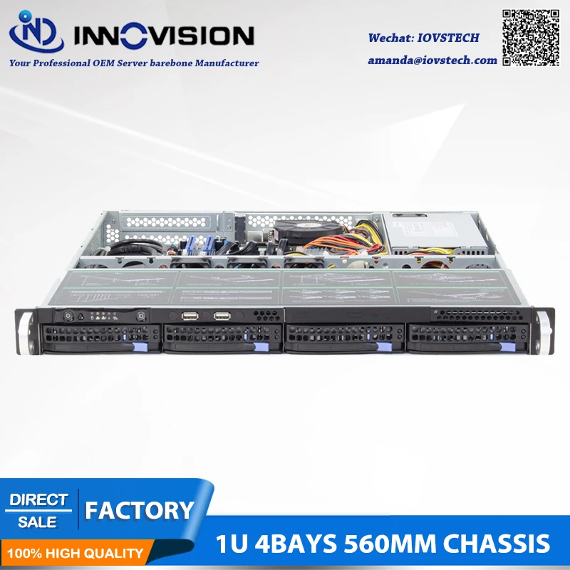 Imagem -05 - Polegada 1u 4hdd Baías 560 mm Profundidade Rack-montado Quente-swap Chassi Servidor Caixa de Armazenamento com 6gb Sata Backplane Alta Qualidade 19