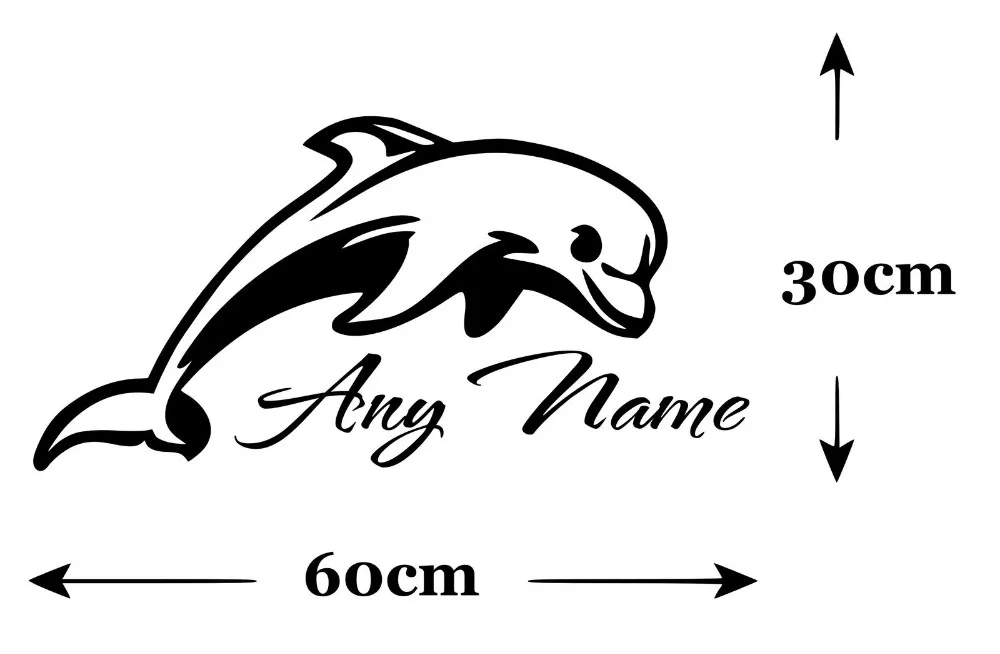 Personalised Dolphin Vinyl Wall Sticker Any Name Art Decal Customized Gift 30cmx60cm