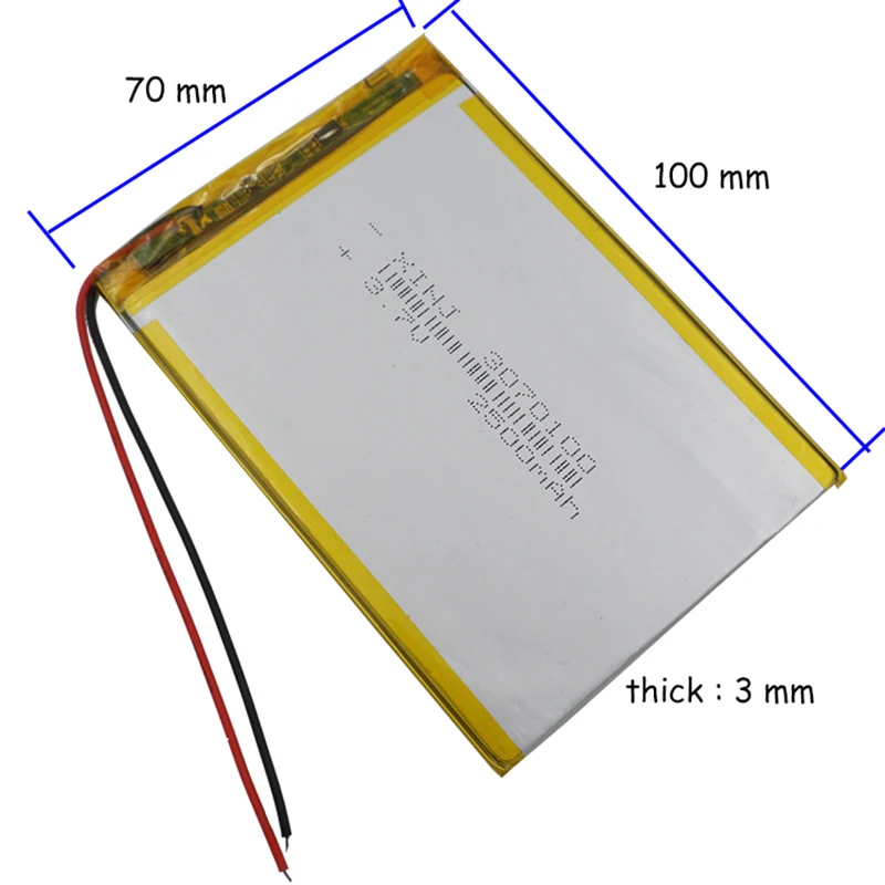 3.7V 2500mAh 9.25Wh Li-Polymer Lithium Lipo Battery Li-ion 3070100 For PAD Portable DVD Tablet PC LED Light TV Box E-Book MID